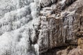 Detail of freezing waterfall that flew from the mountain at Lachen. North Sikkim, India Royalty Free Stock Photo