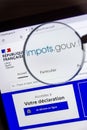 Detail of the French government website `impots.gouv.fr` allowing you to file your tax return Royalty Free Stock Photo