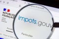 Detail of the French government website `impots.gouv.fr` allowing you to file your tax return Royalty Free Stock Photo