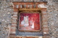 Detail of a fresco in temple of Iside in Pompei archeological site Royalty Free Stock Photo