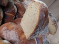 Fresh homemade baked bread in abundance