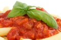 Detail of fresh tomato sauce on pasta