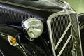 Detail of front mask and front light of Citroen Traction Avant 11B dated to 1934, on Car Expo in Nitra