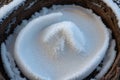 Detail of frost on a hedgehog den