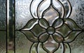 Detail of frosted leaded glass patterns on a door