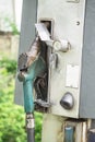 Detail of fuel pump in a gas station Royalty Free Stock Photo