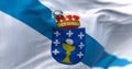 Detail of the Galicia flag waving in the wind