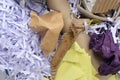 Detail of garbage with cardboard, shredded paper and paper