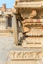 Detail on Garuda stone chariot, Hampi, Karnataka, India Royalty Free Stock Photo