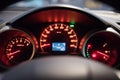 Detail with the gauges on the dashboard of a car Royalty Free Stock Photo