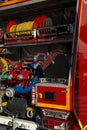 Detail of the gauges and dials on a large fire truck