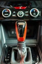 Detail on the gear lever of a new car Royalty Free Stock Photo