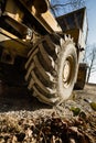 Detail of the giant wheel of the vintage road Royalty Free Stock Photo