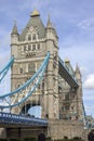 Detail of girders and tower on Tower Bridge from the South Bank. London Royalty Free Stock Photo