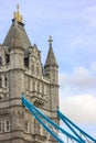 Detail of girders and tower on Tower Bridge from the South Bank. London Royalty Free Stock Photo