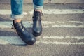 Detail of a girl posing in an urban context Royalty Free Stock Photo