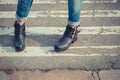 Detail of a girl posing in an urban context Royalty Free Stock Photo