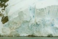 Detail, glacier floweing into ocean, icefalls