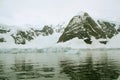 Detail, glacier flowing into ocean