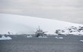 Detail, glacier flowing into ocean