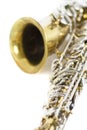 Detail of an isolated in white portrait of an alto saxophone Royalty Free Stock Photo