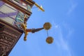 detail of the golden scale, the most expensive house of the reconstructed new old town in Frankfurt Royalty Free Stock Photo