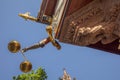 Detail of the golden scale, the most expensive house of the reconstructed new old town in Frankfurt Royalty Free Stock Photo