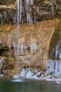 Detail of Gorg Gran de Colomer frozen. Ripolles, Spain. Royalty Free Stock Photo