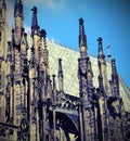 Spires Saint Vitus Cathedral in Prague in Czech Republic with ol Royalty Free Stock Photo