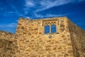 Detail of the gothic window of the medieval castle on the rock of Yeste, Albacete