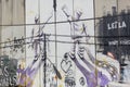 Detail of graffiti on the separation barrier between Palestine and Israel. Royalty Free Stock Photo