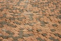 Detail of granite street paving stones in gray and brown colors Royalty Free Stock Photo