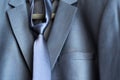 Detail of a groom`s dark blue costume Royalty Free Stock Photo