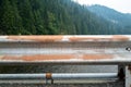 Detail of the guardrail and conduits on a bridge over the Selway River near Lowell, Idaho, USA