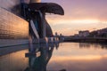 Detail of Guggenheim museum in Bilbao during the sunset Royalty Free Stock Photo