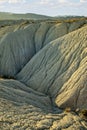 Detail of the gullies of the arid and desert landscape of badlands of the Abanilla desert