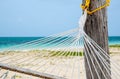 Detail of hammock tie on a tropical beach Royalty Free Stock Photo