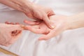 Detail hand reflexology massage Royalty Free Stock Photo