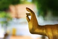 Detail hand ,statue of buddha, in a temple