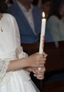 Detail of the hands of a girl who is going to receive the first communion Royalty Free Stock Photo