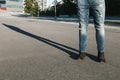 Detail of a handsome man posing in an urban context Royalty Free Stock Photo