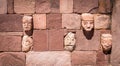 Detail of head sculptures at Tiwanaku Tiahuanaco, Pre-Columbian archaeological site - La Paz, Bolivia