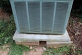 Detail of a heat pump on an unstable base