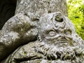 Detail of Hercules fighting Cacus, a huge sculpture at famous Park of the Monsters, also named Sacred Grove, Bomarzo Gardens, prov