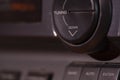 Detail of hi-fi amplifier. Vintage equipment. Macro shot. Limited depth of field. Abstract image, can be used as background