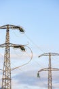 detail of high voltage columns, France Royalty Free Stock Photo