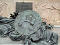 Detail of Bronze Shield Statue, Saint Mark`s Square, Venice, Italy