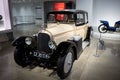 Detail of a historic classic car from 1926, it is an Avions Voisin Voisin C-7 in a museum