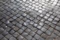 Detail of historic cobblestone paved street Royalty Free Stock Photo