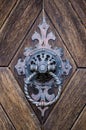 Detail of a historic knocker on the door. Made in the Czech Republic.